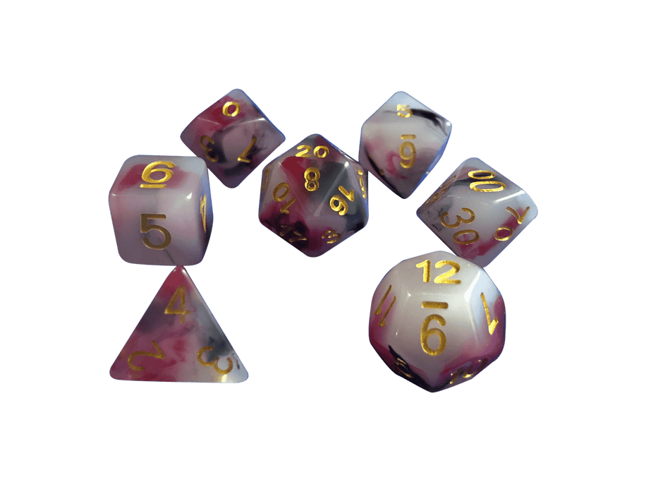 Steel and Blood - Red White and Black Semi Translucent Dice for D&D
