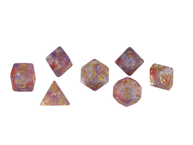 Star Song - Translucent with red and purple swirl dice for dnd