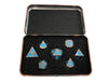 Metal Dice - Warlock Tome With Ice King's Revenge | Industrial Gray With Blue Numbers Metal Dice