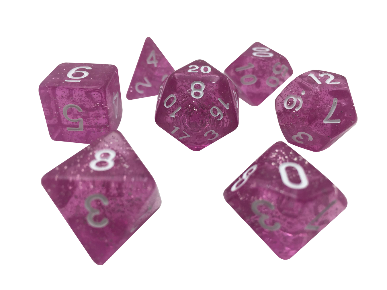 Pink d d dice sets of 7 polyhedral dice