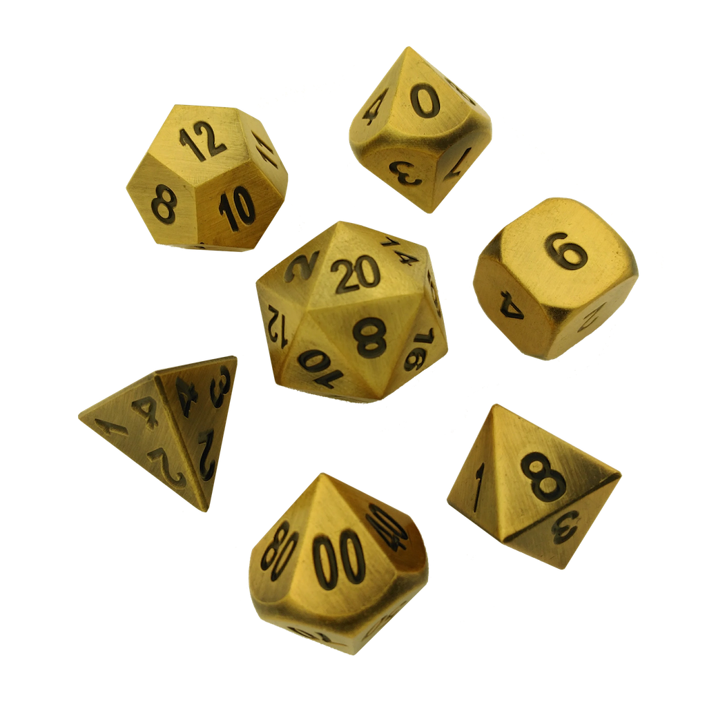 antique finish metal rpg dice for dnd