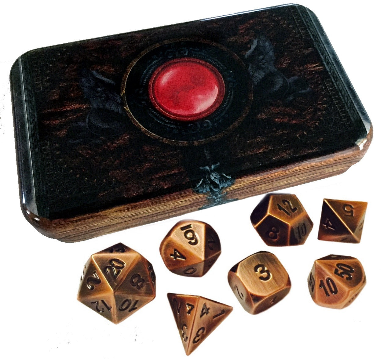 Warlock Tome Dice Case with Metal Dice Sets