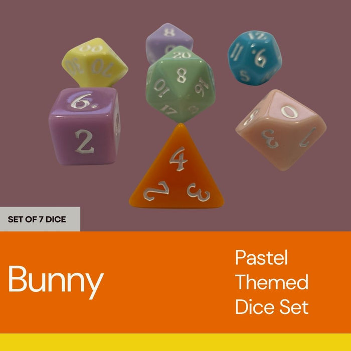 Bunny - Pastel Themed Dice Set with White Numbering