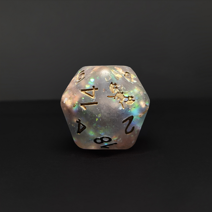 Frosted Medusa's Mirror™️ - RPG Dice with Foil Inclusions and Copper Numbers Dice Set