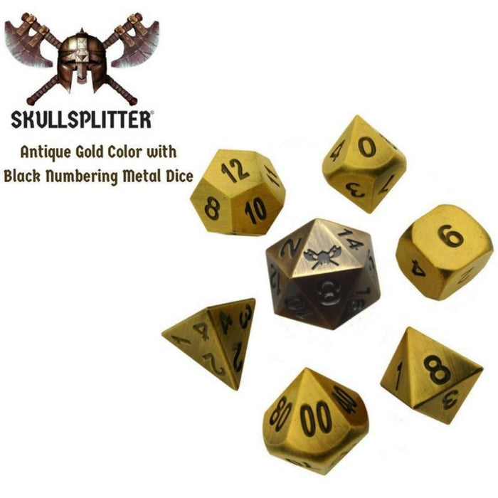 Thieves' Tools with Antique Gold Color with Black Numbering Metal Dice