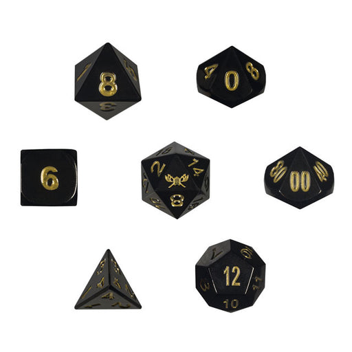 Black and Gold Metal Dice Set for Dungeons and Dragons