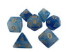 Blue and White with Gold Numbers - Plastic Set of 7 Polyhedral RPG Dice for DND
