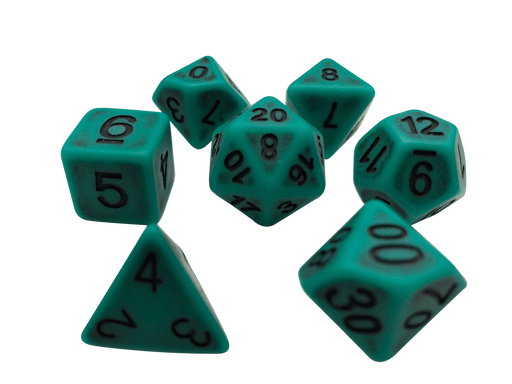 Corroded Green Metal Color- Plastic Set of 7 Polyhedral RPG Dice for DND
