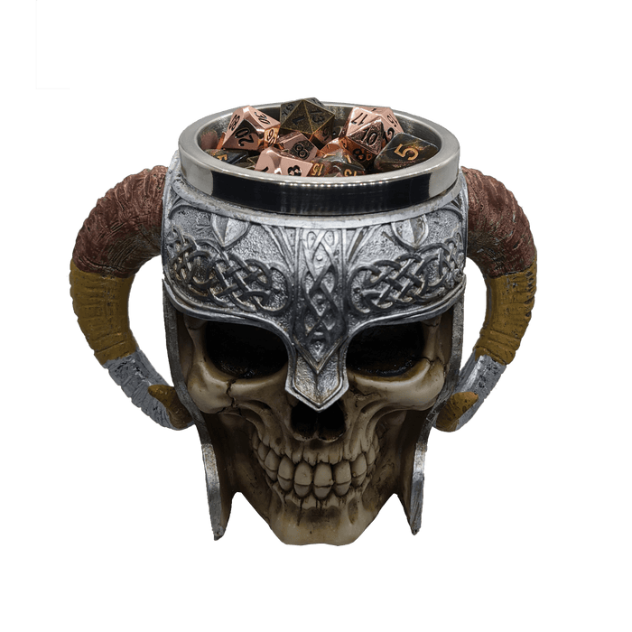 Skull Mug with Horns for RPGs by SkullSplitter Dice