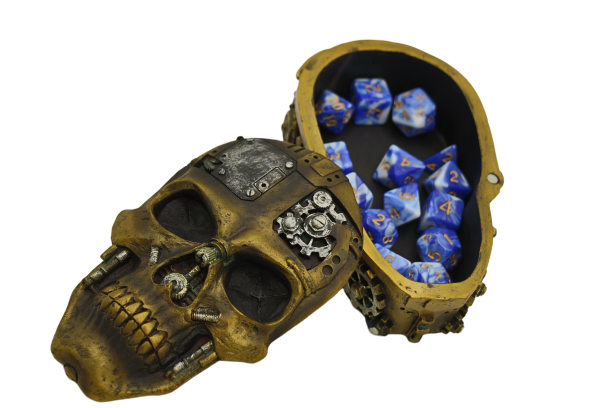 Flat Steampunk Skull - Dice Container for RPGs