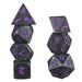Industrial Gray with Purple Numbers Metal Dice Set for D&D 