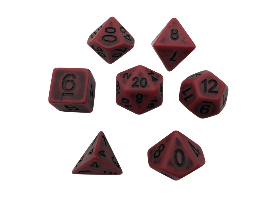 Rusted Red- Plastic Set of 7 Polyhedral RPG Dice for DND