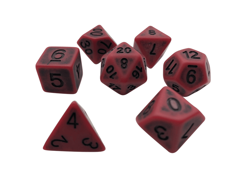 Rusted Red- Plastic Set of 7 Polyhedral RPG Dice for D&D