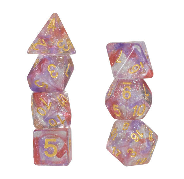 Star Song - Translucent with red and purple swirl dice for DND5e