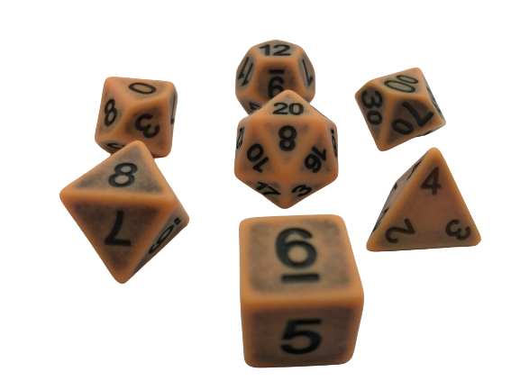 Terracotta -Faded Orange with Black Numbering Polyhedral RPG Dice Set