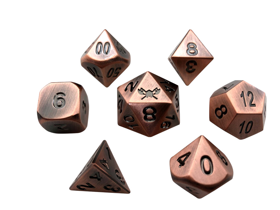 Thieves' Tools with Antique Brass Color with Black Numbers Metal Dice