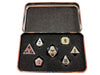Metal Dice - Warlock Tome With Shiny Chrome / Silver Color With Black Numbering Metal Dice