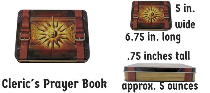 Metal Dice - Cleric's Prayer Book With Antique Brass Color With Black Numbers Metal Dice