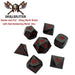 Metal Dice - Cleric's Prayer Book With Smoke And Fire | Shiny Black Nickel With Red Numbers Metal Dice