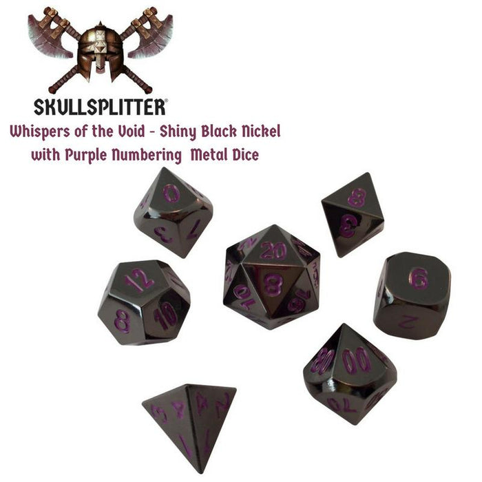 Metal Dice - Cleric's Prayer Book With Whispers Of The Void | Shiny Black Nickel With Purple Numbering  Metal Dice