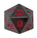 Metal Dice - Single D20 - Smoke And Fire | Shiny Black Nickel With Red Numbers Metal Dice