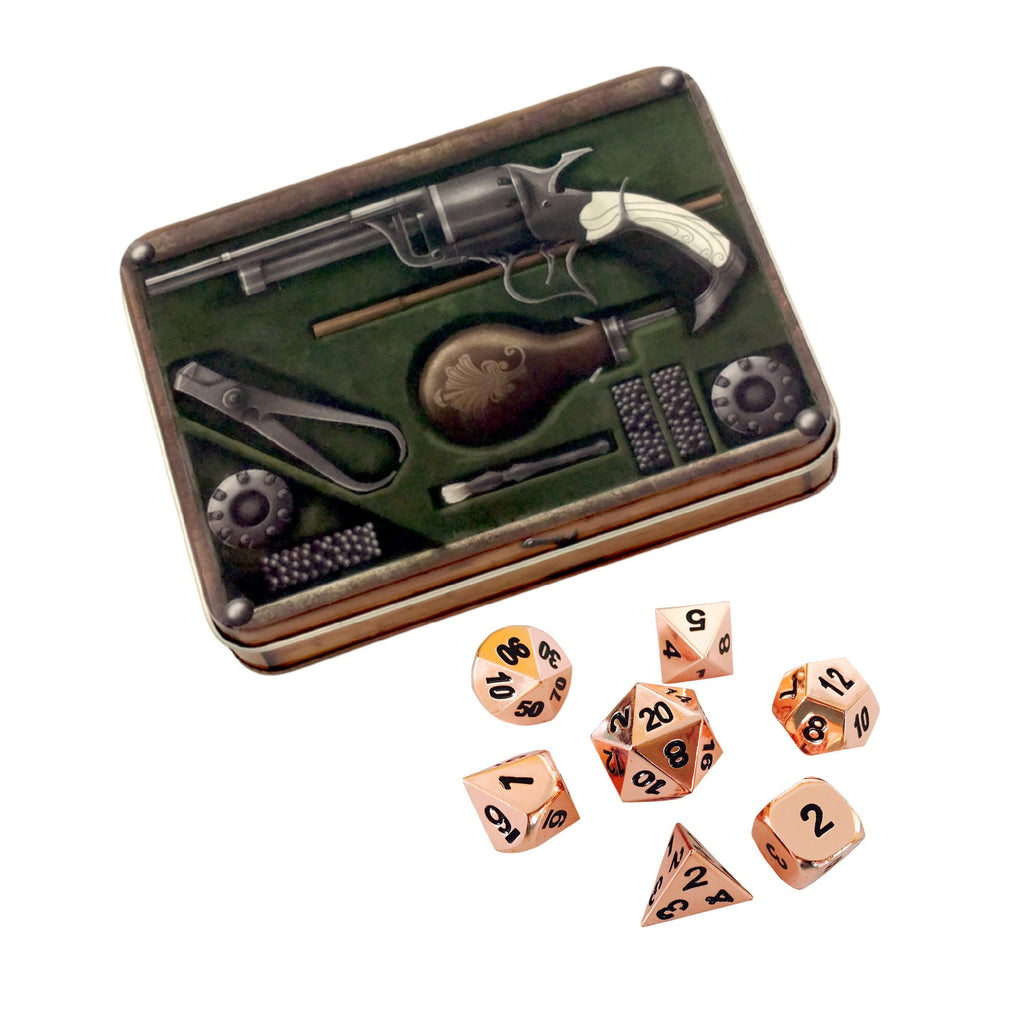 Slinger's Kit with Copper Color with Black Numbering Metal Dice