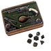 Metal Dice - Slinger's Kit With Icy Doom | Shiny Black Nickel With Blue Numbering Metal Dice