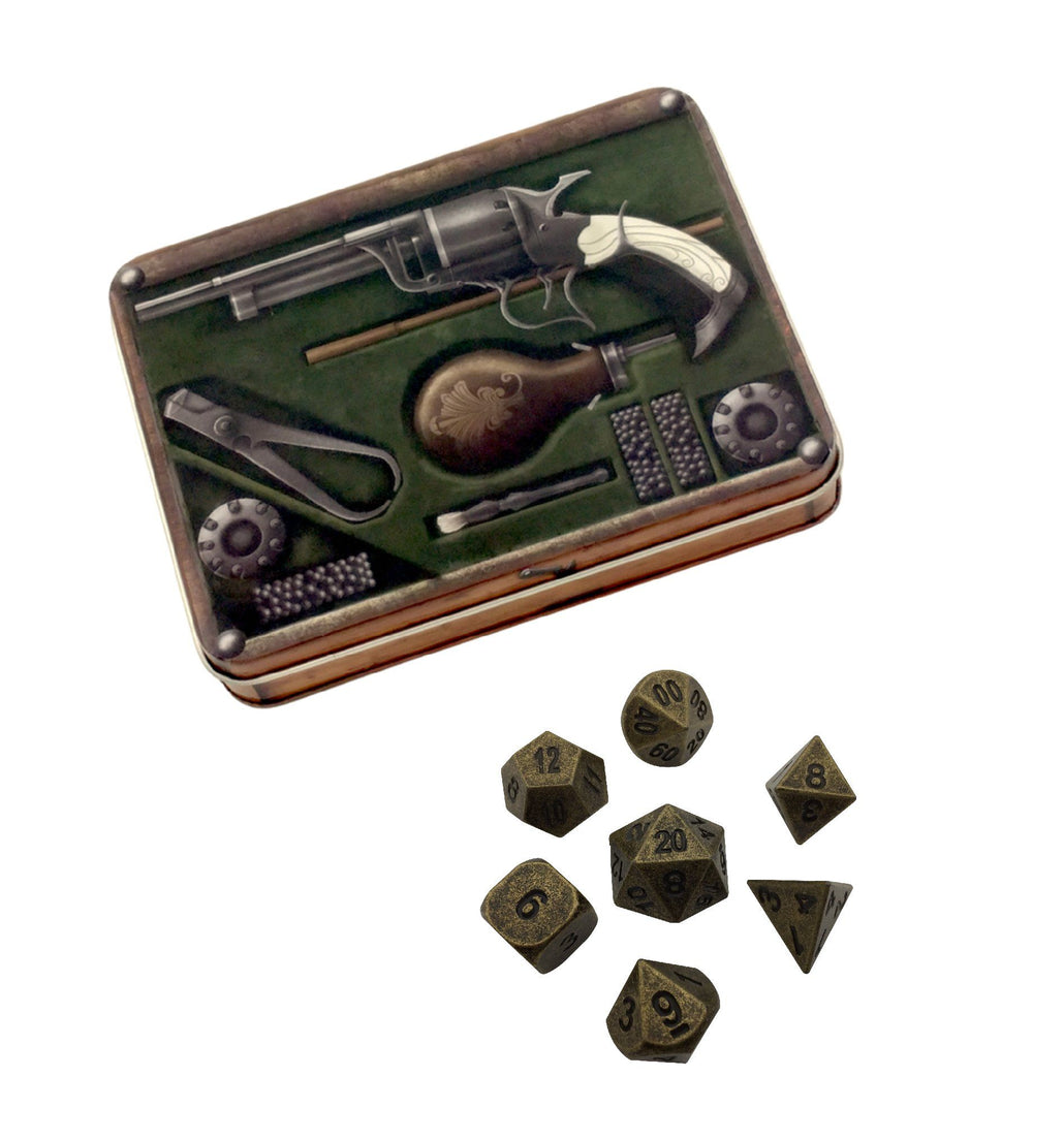 Slinger's Kit with Industrial Gold Color with Black Numbering Metal Dice