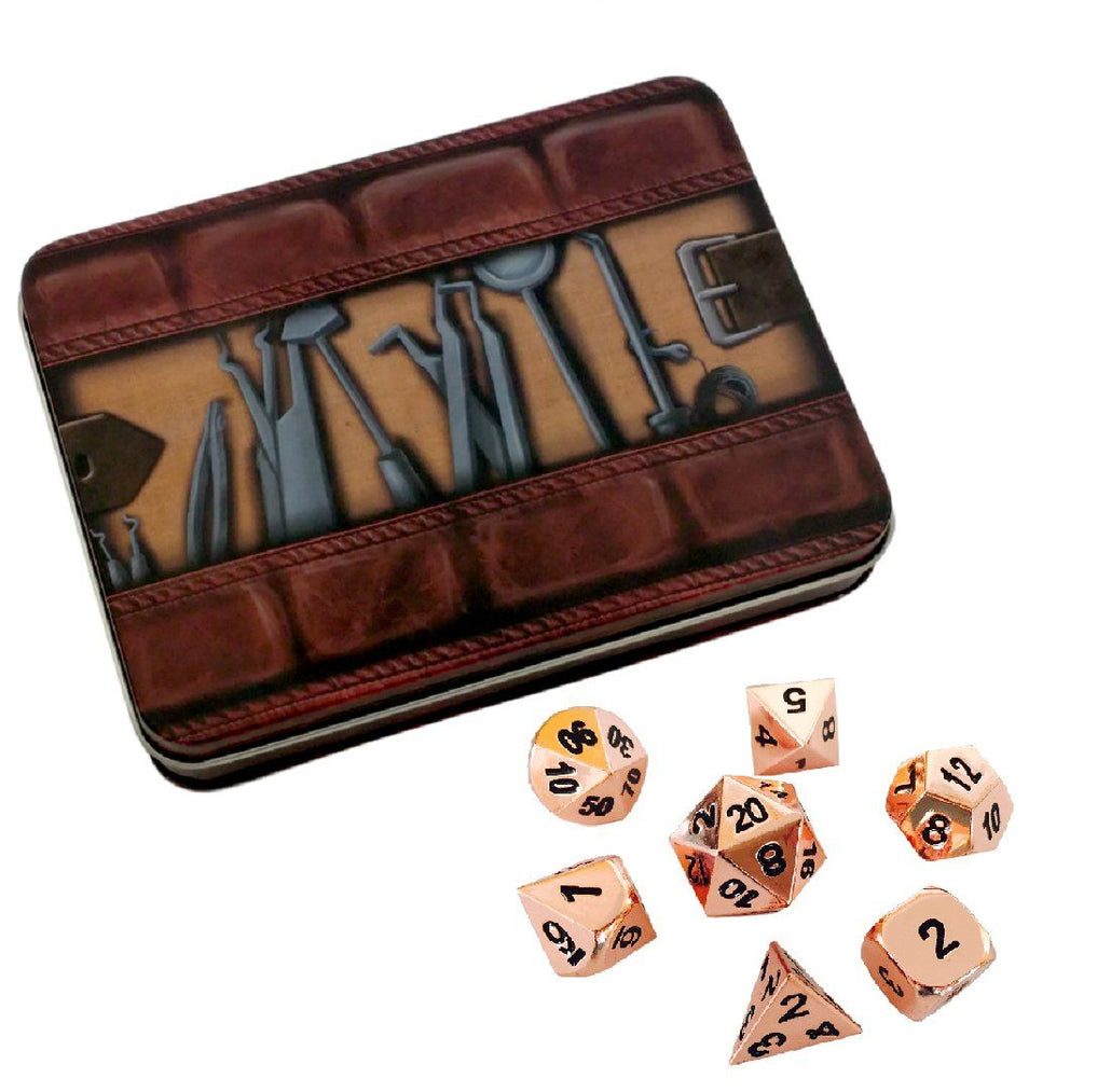 Thieves' Tools with Copper Color with Black Numbering Metal Dice