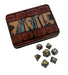 Metal Dice - Thieves' Tools With Hunger Of The Ancients |  Industrial Gray Color With Gold Numbering  Metal Dice