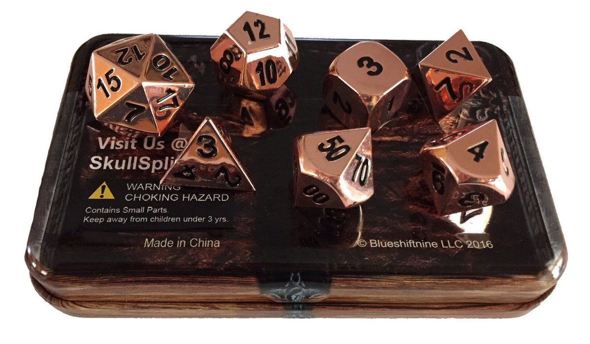 Metal Dice - Warlock Tome With Copper Color  With Black Numbering Metal Dice