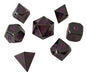 Metal Dice - Whispers Of The Void | Shiny Black Nickel With Purple Numbers Metal Dice (7 Die In Pack)