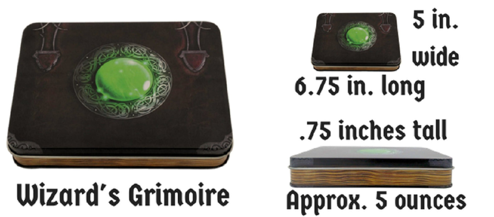 Metal Dice - Wizard's Grimoire With Umbral Fae | Shiny Black Nickel Finish With Pink Numbering Metal Dice Set