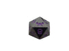 Metal D20 Shiny Black with Purple Numbers - Whispers of the Void