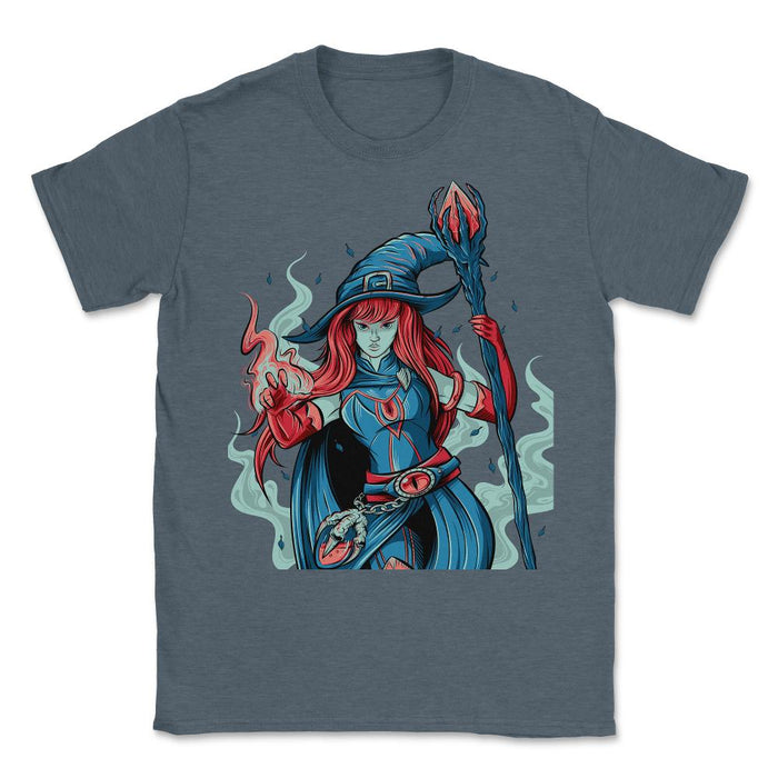 Female Wizard -SkullSplitter Dice - Unisex T-Shirt - Dark Grey Heather