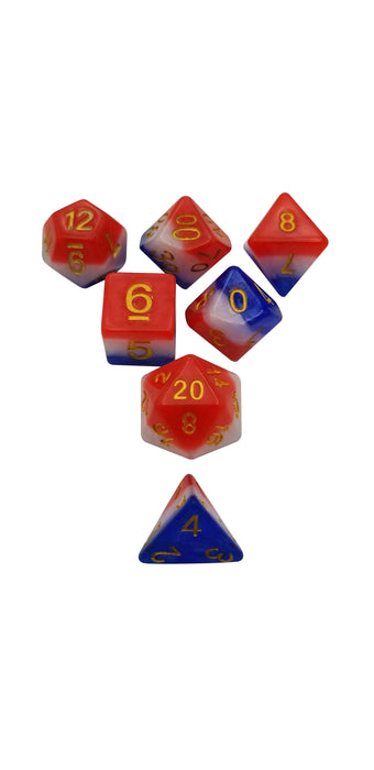 Polyhedral Dice Set - Freedom Dice - Red, White And Blue Set Of 7 Polyhedral RPG Dice For D&D