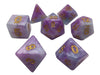 Polyhedral Dice Set - Lavender And White With Gold Numbers - Pack Of 7 Polyhedral Dice (7 Die In Set) | Role Playing Game Dice | D4, D6, D8, D10, D%, D12, And D20