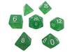 Polyhedral Dice Set - Light Green Translucent Color With Glitter - Set  7 Polyhedral RPG Dice With White Numbers