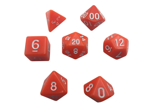 Polyhedral Dice Set - Orange Color With White Numbers  Set Of 7 Polyhedral RPG Dice