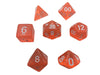 Polyhedral Dice Set - Orange Translucent Color - Set  7 Polyhedral RPG Dice With White Numbers
