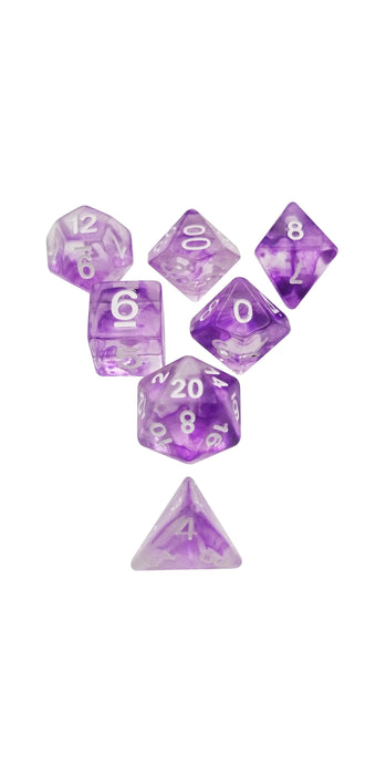 Polyhedral Dice Set - Purple Aether Stone ™ Set Of 7 Polyhedral RPG Dice For D&D