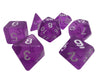 Polyhedral Dice Set - Purple Translucent Color - Set  7 Polyhedral RPG Dice With White Numbers