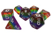 Polyhedral Dice Set - Rainbow - Set Of 7  Rainbow Colored Translucent Polyhedral RPG Dice For Dungeons And Dragons