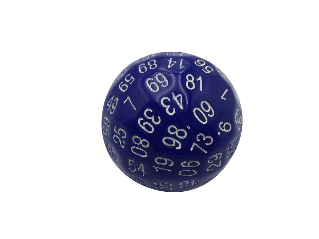 Single 100 Sided Polyhedral Dice (D100) | Solid Blue Color with White Numbering (45mm)