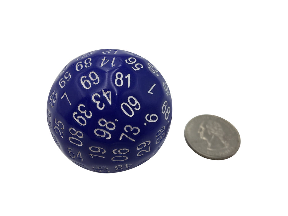 Polyhedral Dice - Single 100 Sided Polyhedral Dice (D100) | Solid Blue Color With White Numbering (45mm)