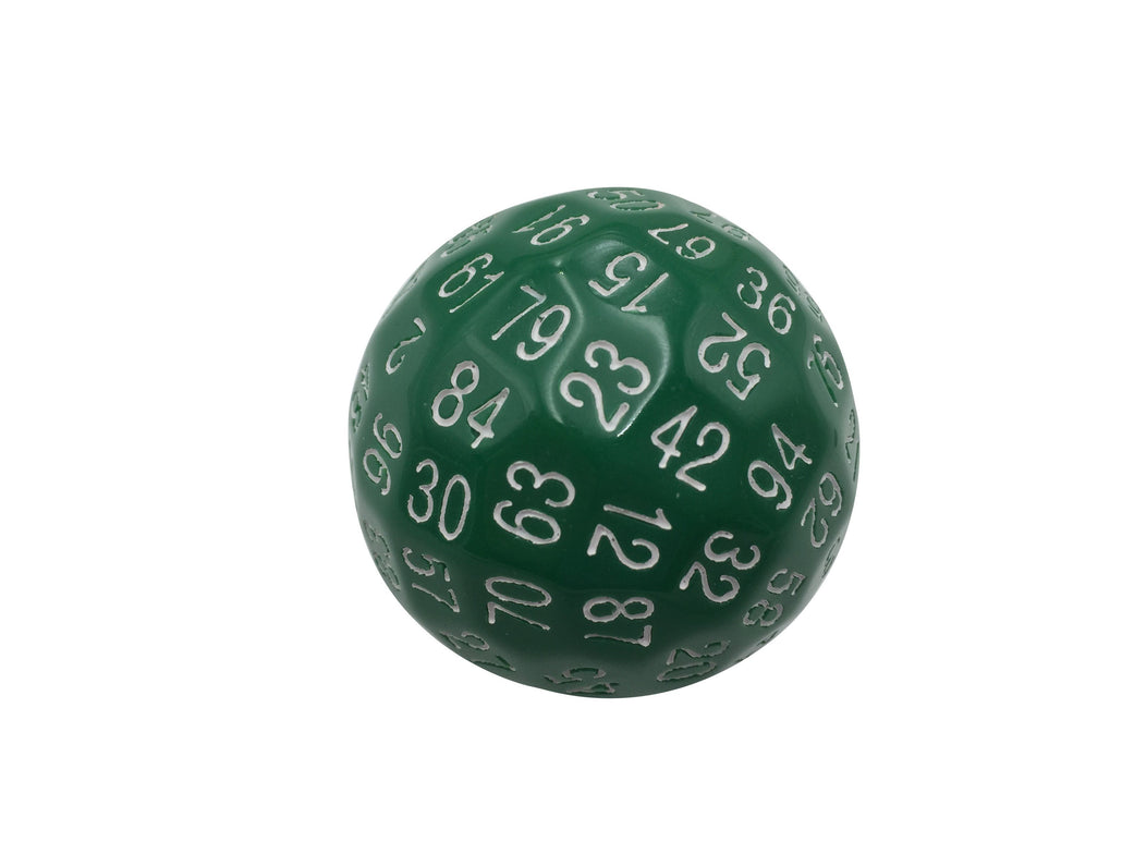 Single 100 Sided Polyhedral Dice (D100) | Solid Green Color with White Numbering (45mm)