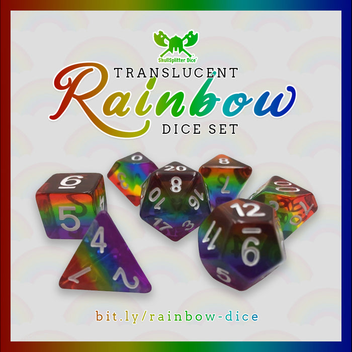 Rainbow - Set of 7  Rainbow Colored Translucent Polyhedral RPG Dice