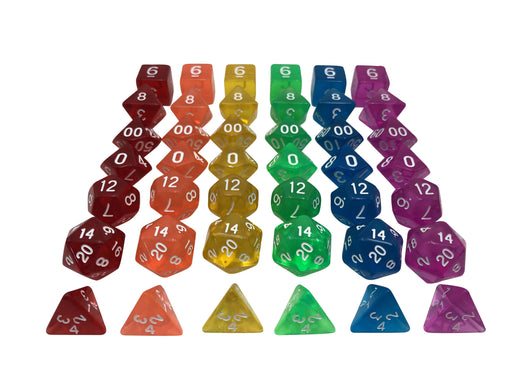 Translucent Rainbow RPG Dice sets with velvet Bags for D&D